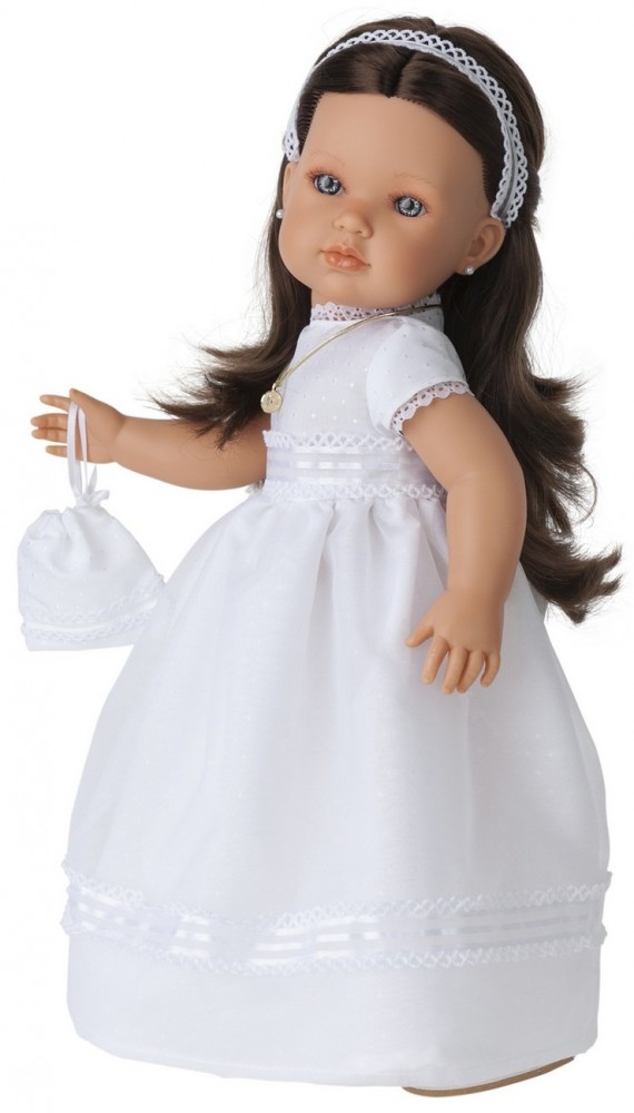 Кукла Белла Первое причастие, брюнетка в кремовом, 45 см.  